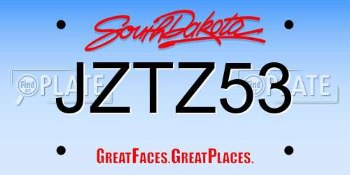 JZTZ53 South Dakota License Plate