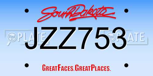 JZZ753 South Dakota License Plate