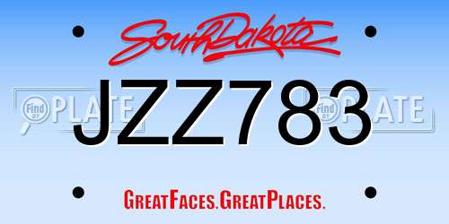 JZZ783 South Dakota License Plate