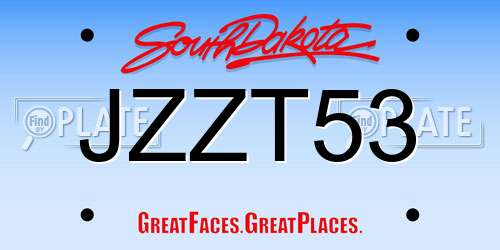 JZZT53 South Dakota License Plate