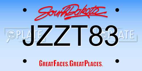 JZZT83 South Dakota License Plate