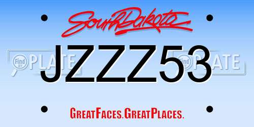 JZZZ53 South Dakota License Plate