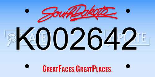 K002642 South Dakota License Plate
