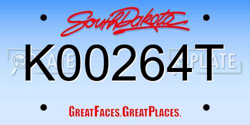 K00264T South Dakota License Plate