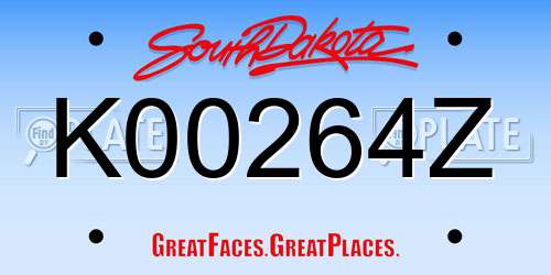 K00264Z South Dakota License Plate