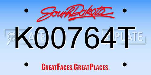K00764T South Dakota License Plate