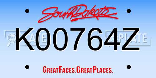 K00764Z South Dakota License Plate