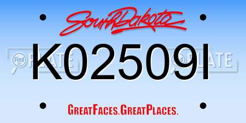 K02509I South Dakota License Plate
