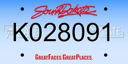 K028091 South Dakota License Plate
