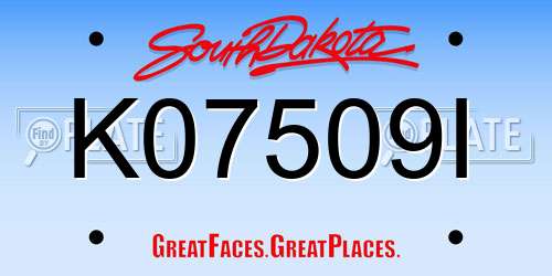 K07509I South Dakota License Plate