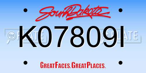 K07809I South Dakota License Plate