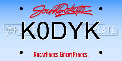 K0DYK South Dakota License Plate