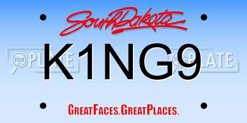 K1NG9 South Dakota License Plate