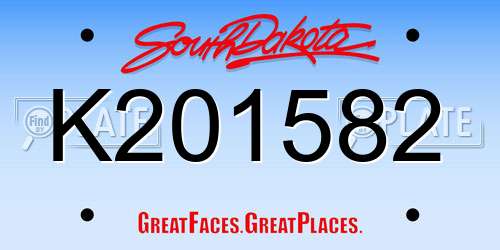 K201582 South Dakota License Plate