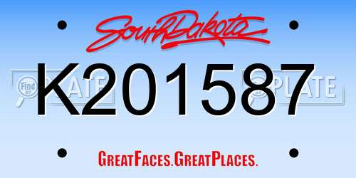 K201587 South Dakota License Plate