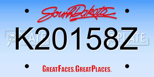 K20158Z South Dakota License Plate