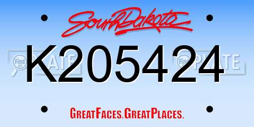 K205424 South Dakota License Plate