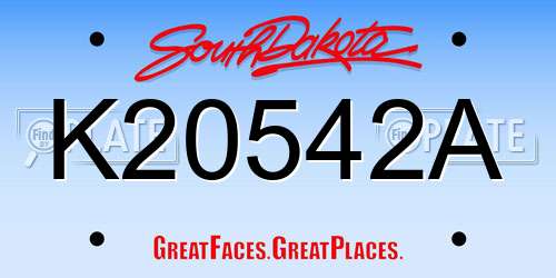 K20542A South Dakota License Plate
