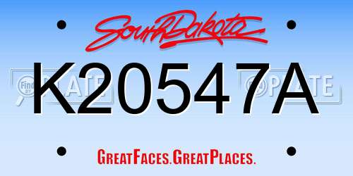 K20547A South Dakota License Plate