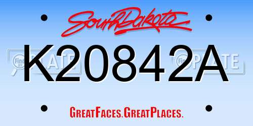 K20842A South Dakota License Plate