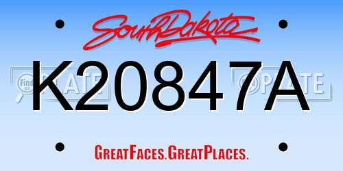 K20847A South Dakota License Plate