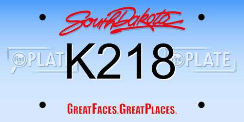 K218 South Dakota License Plate