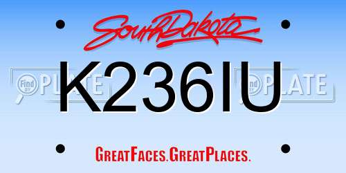 K236IU South Dakota License Plate
