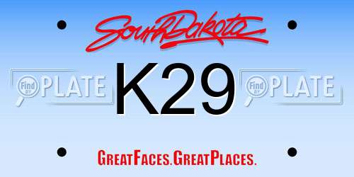 K29 South Dakota License Plate