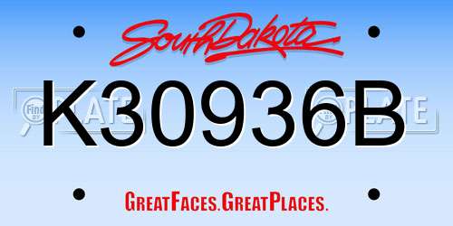K30936B South Dakota License Plate