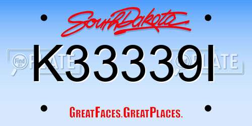K33339I South Dakota License Plate