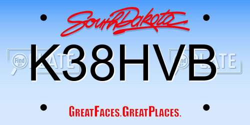 K38HVB South Dakota License Plate