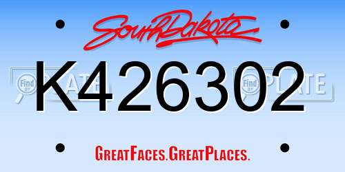 K426302 South Dakota License Plate