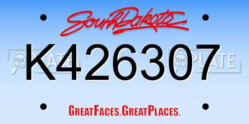 K426307 South Dakota License Plate