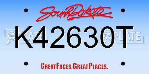 K42630T South Dakota License Plate