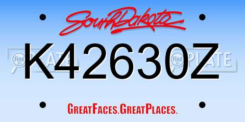 K42630Z South Dakota License Plate