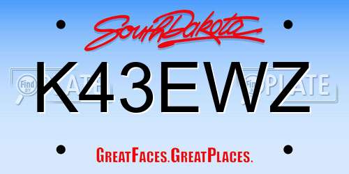 K43EWZ South Dakota License Plate