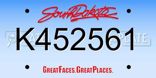 K452561 South Dakota License Plate