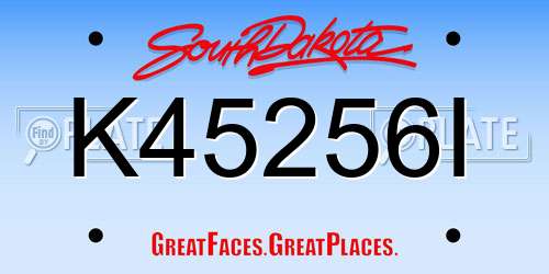 K45256I South Dakota License Plate