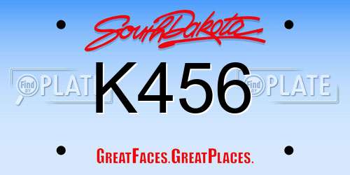 K456 South Dakota License Plate