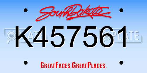 K457561 South Dakota License Plate