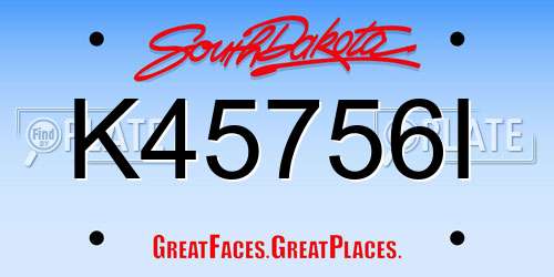K45756I South Dakota License Plate