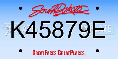 K45879E South Dakota License Plate