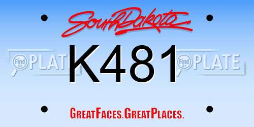 K481 South Dakota License Plate