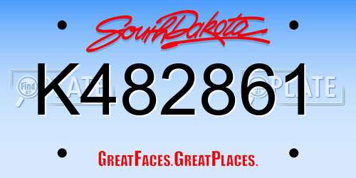 K482861 South Dakota License Plate