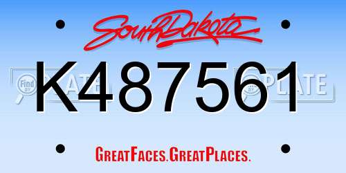 K487561 South Dakota License Plate