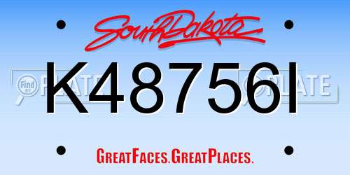 K48756I South Dakota License Plate