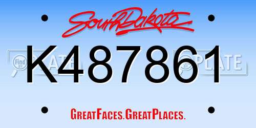 K487861 South Dakota License Plate