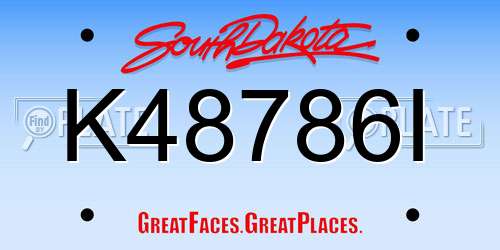 K48786I South Dakota License Plate