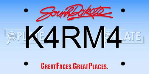 K4RM4 South Dakota License Plate