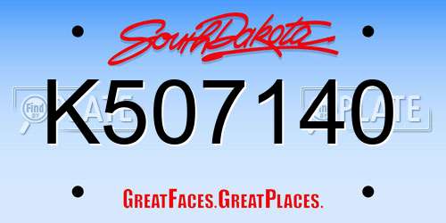 K507140 South Dakota License Plate